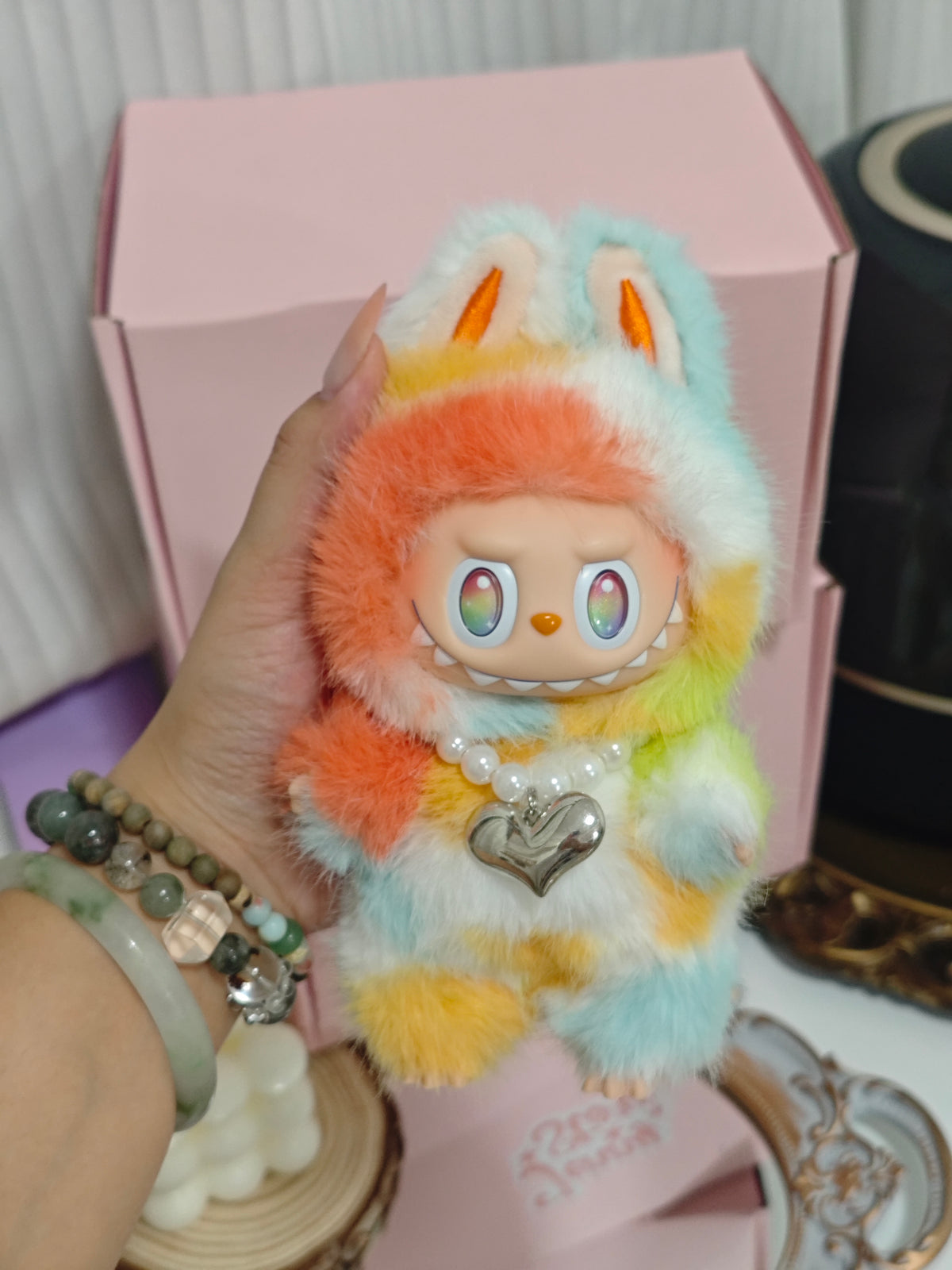 🌈Rainbow Mini Rock the universe Customized Labubu