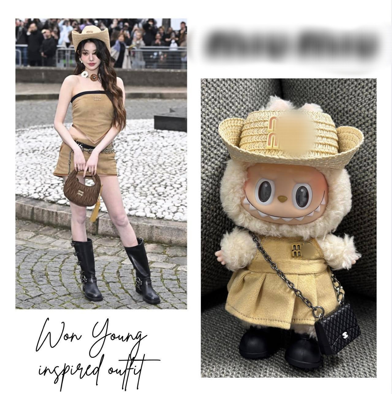 LABUBU M*uM*u outfit milk Yellow dress Tiny doll Wonyoung clothes Kpop style