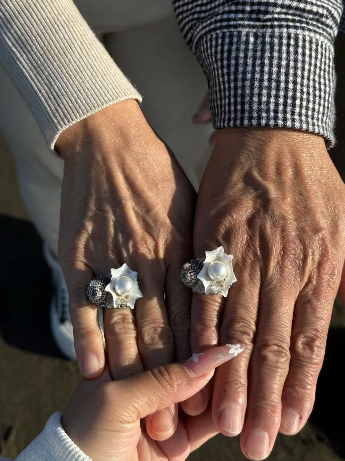 🐚Natural Seashell & Pearl Adjustable Ring – Handmade Coastal Statement Jewelry for Women and Couple ring