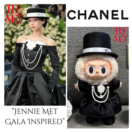Blackpink Jennie labubu metgala clothes labubu Chan*l luxury clothes brands outfits for 15-17cm dolls