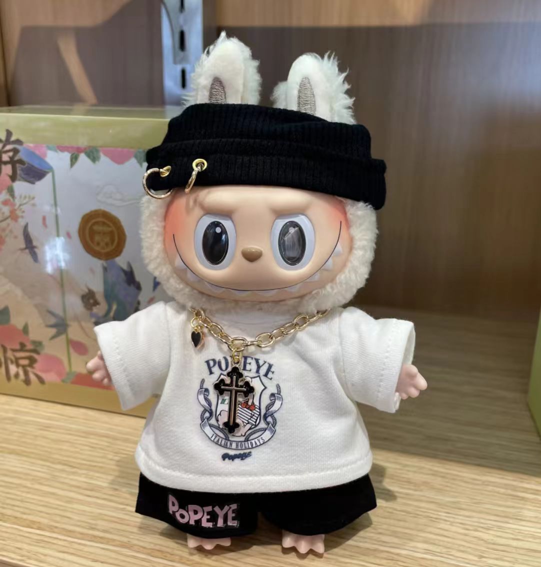 Popeye Street hip-hop style clothes for labubu cool outfit suitable for 17cm dolls