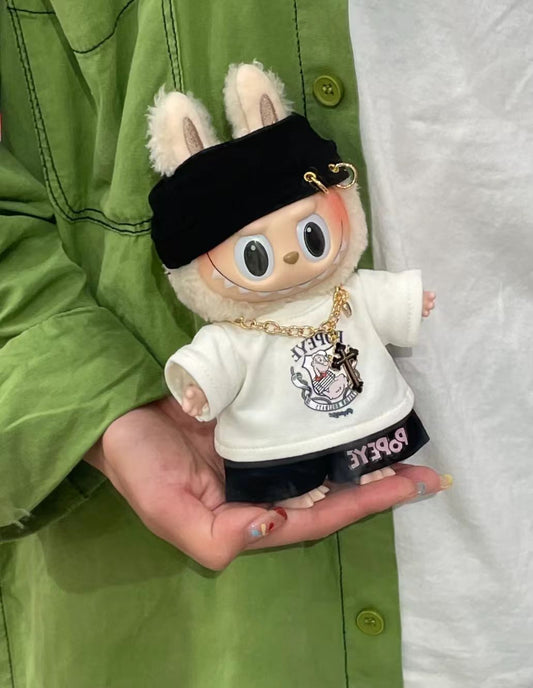 Popeye Street hip-hop style clothes for labubu cool outfit suitable for 17cm dolls