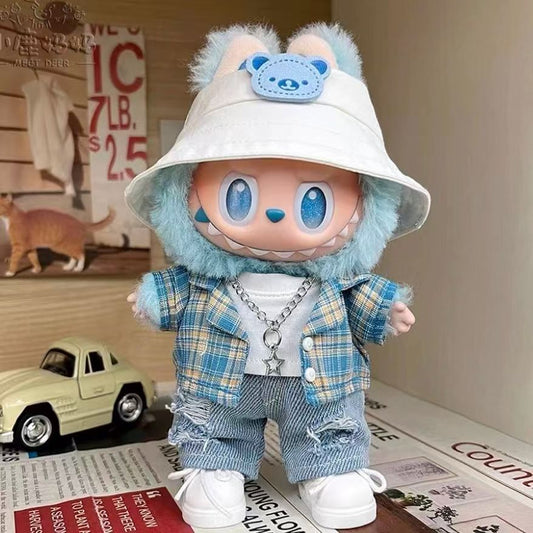 LABUBU clothes Blue Shirt and jeans Street style