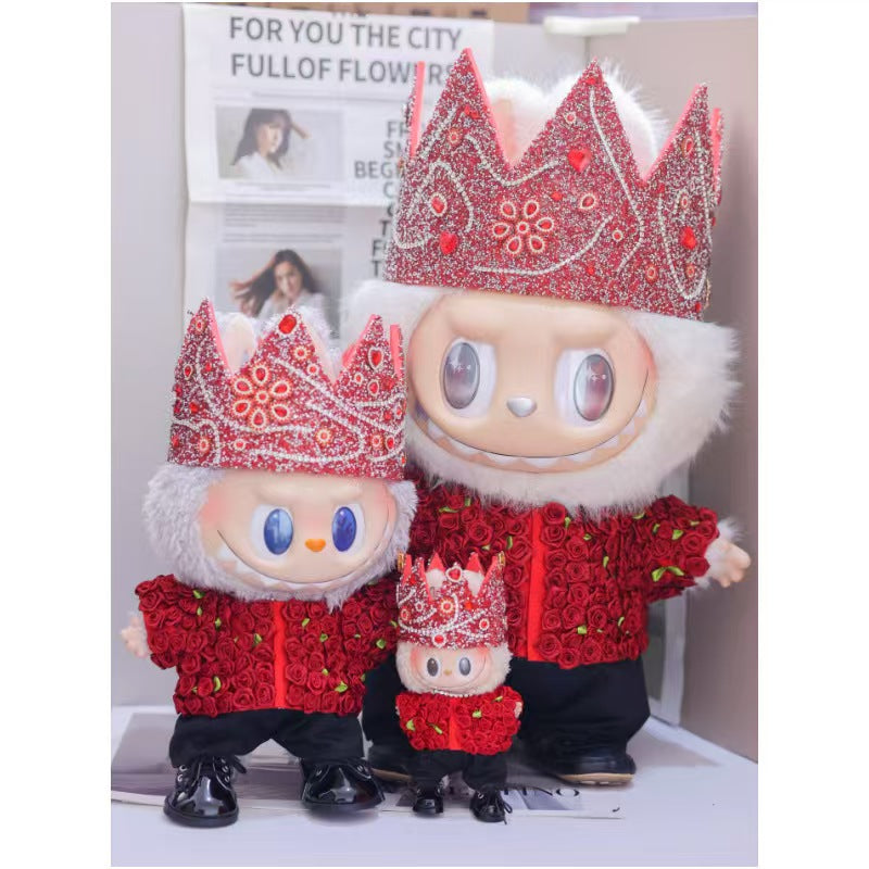 Zimomo Labubu clothes G-Dragon Red Rose and Crown Outfit
