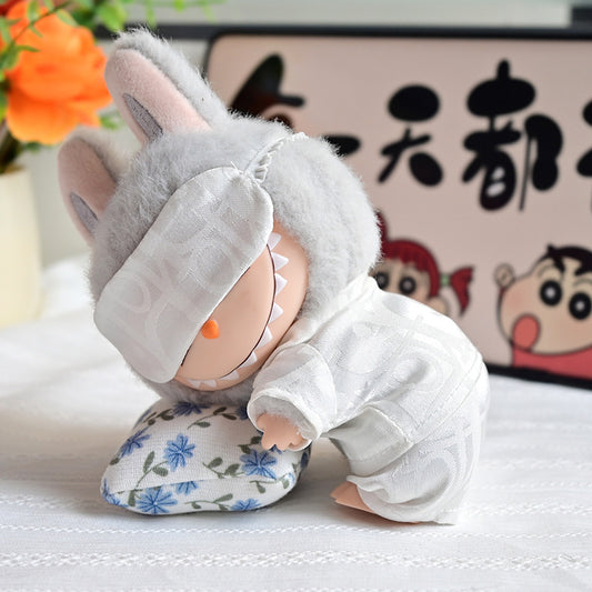 Labubu White Pajamas + Eye Mask Set Mokoko Outfit