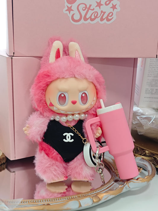 LABUBU MINI Stanley keychain Cute small thermos cup pendant can hold a lipstick / ring