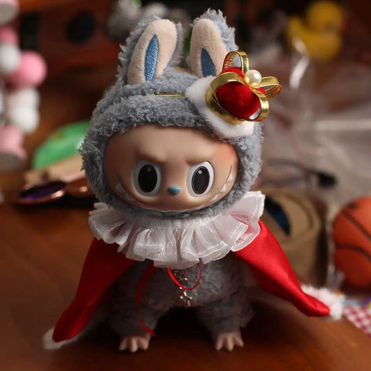 Labubu King Outfit Red cloak Crown hat clothes