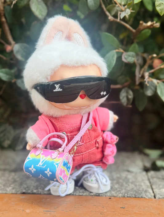 Labubu Pink L* luxury clothes sunglasses suits with shoes and mini tidy bear🧸✨