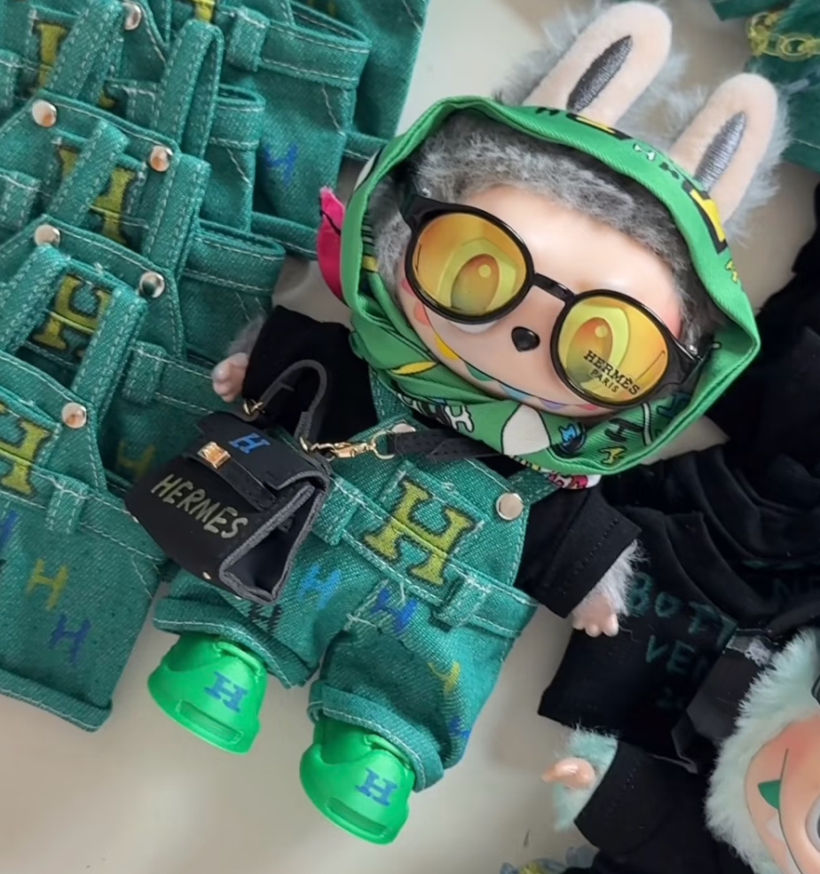 Labubu green Herm*s outfits full set of trendy clothes