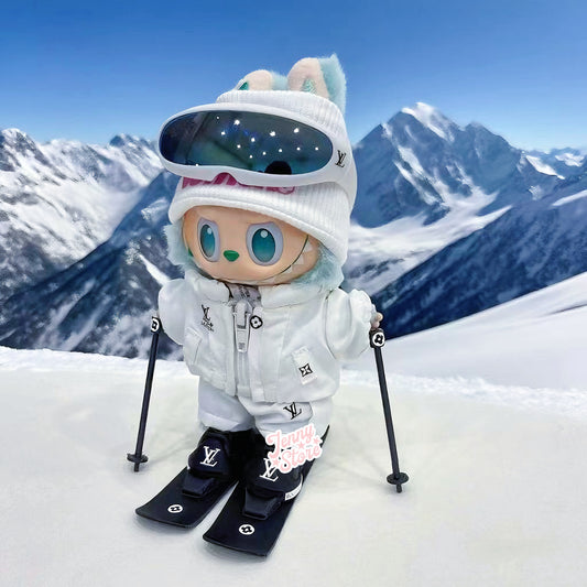 🌨️Super detail double-board skiing set LABUBU white outfit☁️