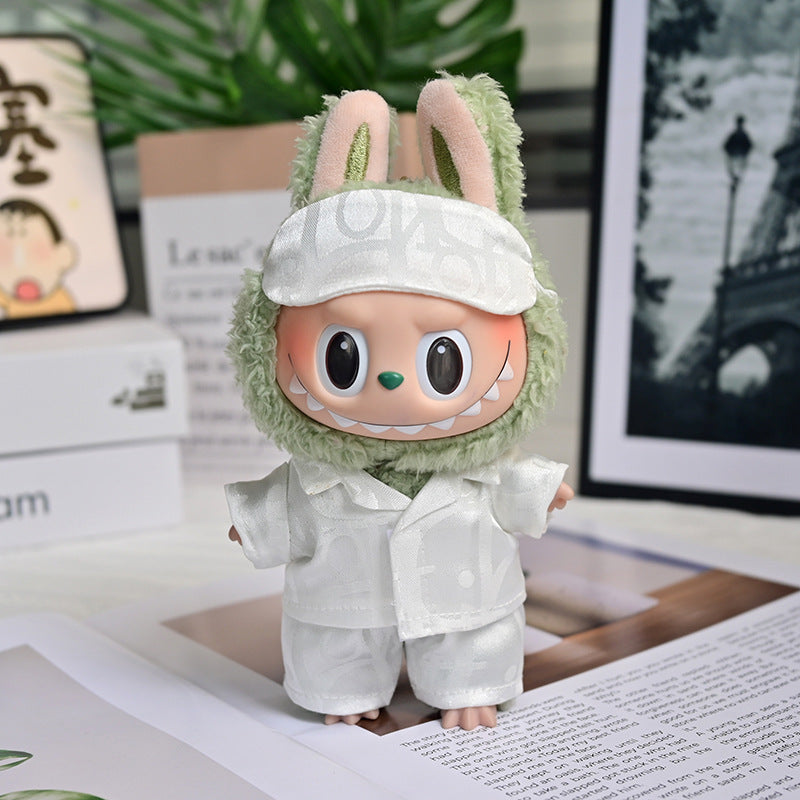 Labubu White Pajamas + Eye Mask Set Mokoko Outfit