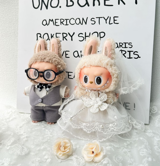 🥂💞Labubu wedding dress suit Mini clothes for the bride and groom