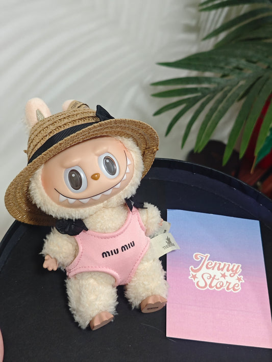 Cute beach style outfit for labubu pink swimsuit and Hat(High quality version)