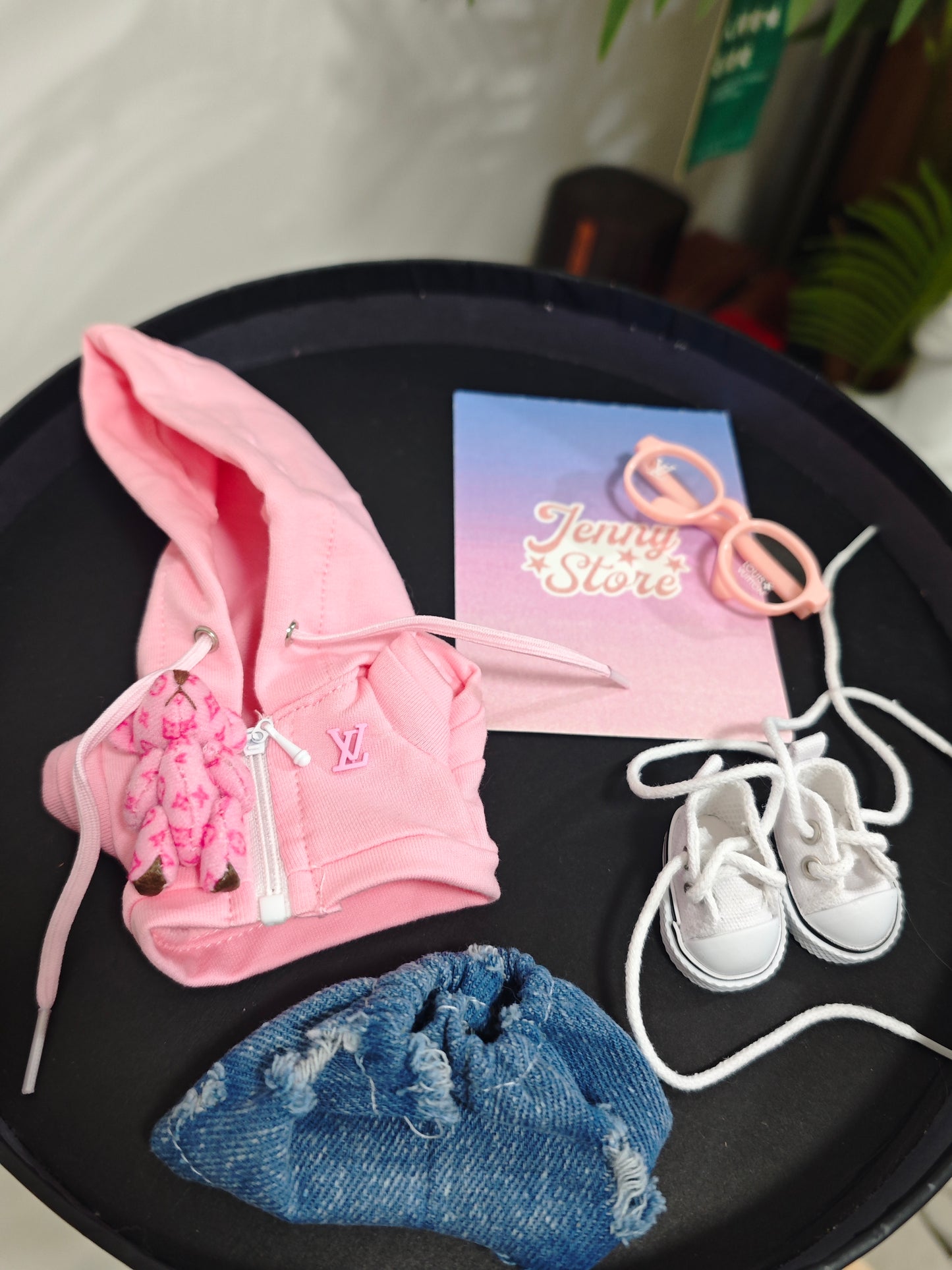 L* LABUBU Chill luxpin clothes mini tidy baby blue and pink bear jeans outfit 🧸💙💖