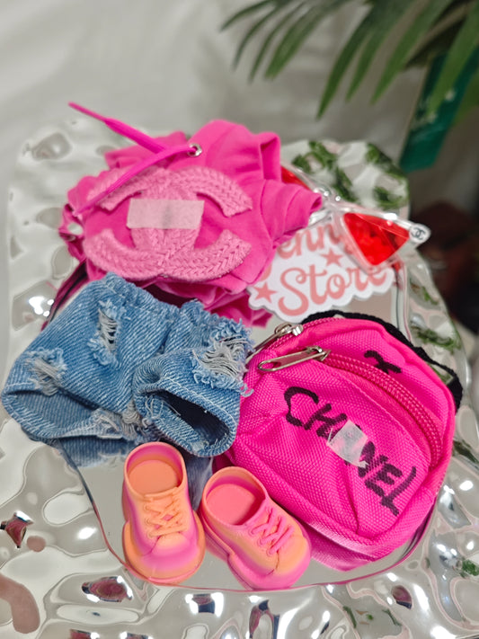 Barbie PINK Labubu outfit Chane* Skateboard suit for LABUBU
