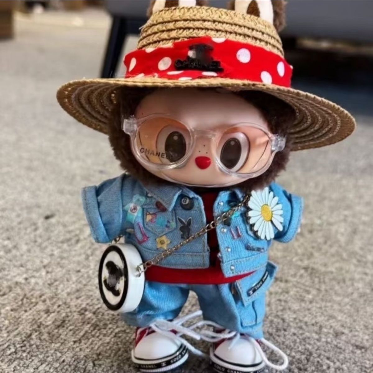 Labubu Chane* GD outfit A complete set of denim clothing graffiti suits