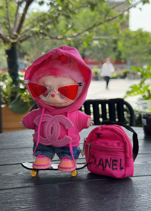 Barbie PINK Labubu outfit Chane* Skateboard suit for LABUBU