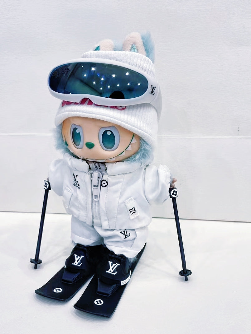 🌨️Super detail double-board skiing set LABUBU white outfit☁️