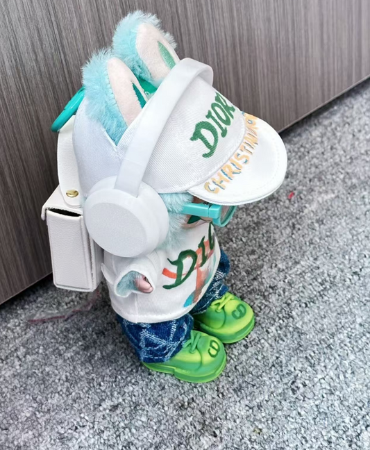 💚☁️☁️⭐✨☁️☁️☁️Hand-painted Di*r style outfit for labubu Hip-hop style clothes suitable for V1V3