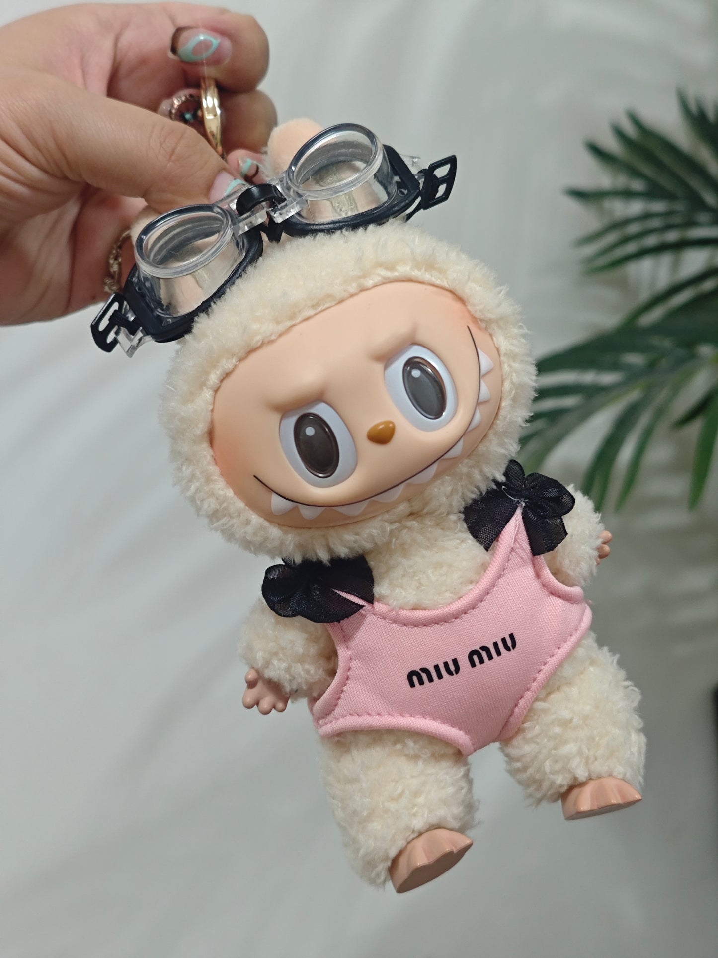 LABUBU Diving mask outfit M*um*u swimsuit with tiny bowknot 3 colors Mokoko beach clothes